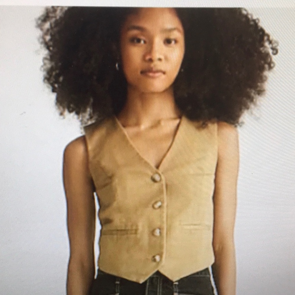 MADEWELL/BUTTON FRONT VEST(RE)GENERATIVE CHINO TAN/NEW